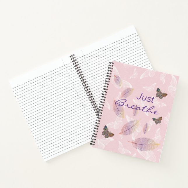Carnet Respire simplement les papillons Feuille rose (Intérieur)