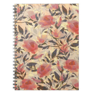 Carnet Ressort roses sauvages : motif aquarelle.