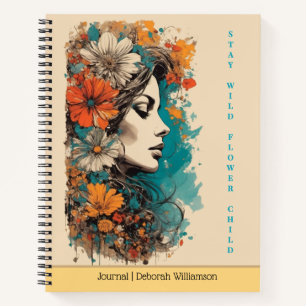 Carnet Reste Sauvage Enfant Fleur Portrait Floral Bohèm