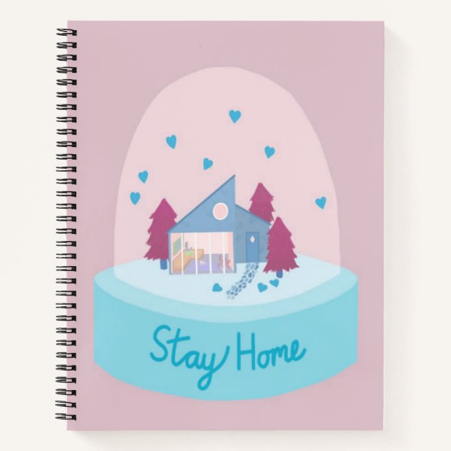 Carnet Restez à la maison Globe des neiges Coeurs (Devant)