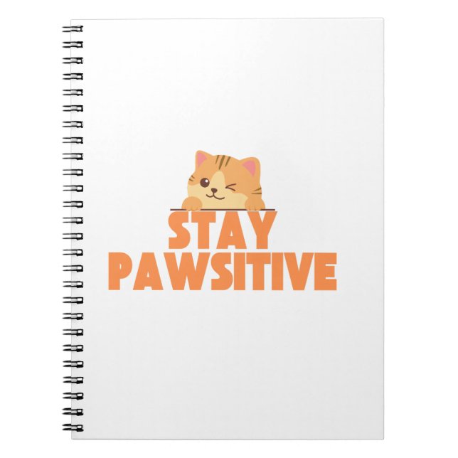 Carnet Restez Pawsitif Dessin de Chat Mignon qui Cligne d (Devant)
