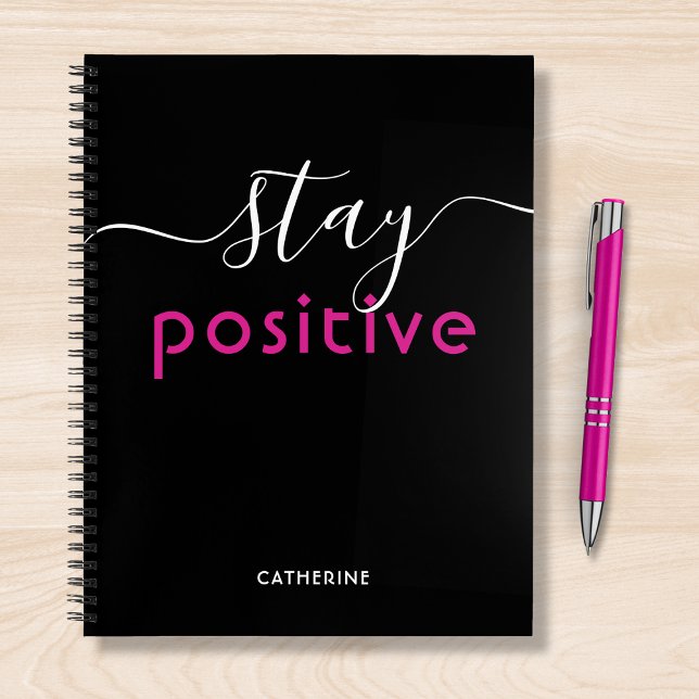 Carnet Restez positif Typographie moderne Nom personnalis (Créateur téléchargé)