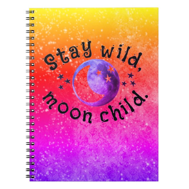 Carnet Restez Sauvage Lune Enfant Rose Violet Ombre Glam (Devant)