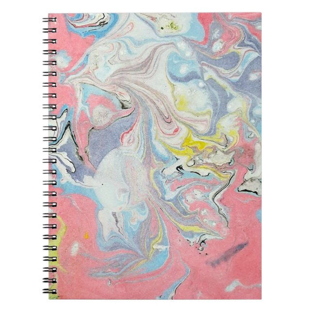 Carnet Résumé Ebru Marbrure d'eau Pastel en forme de cœur (Devant)
