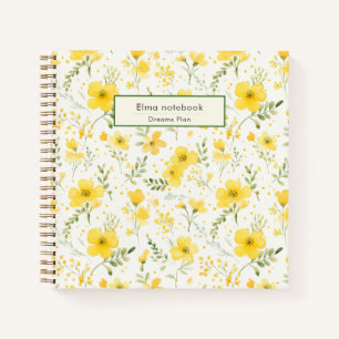 Carnet Retour à l'école jaune fleur sauvage motif floral