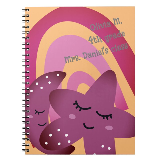 Carnet Retour à l'école Joyeux sourire Star Moon Rainbow  (Devant)