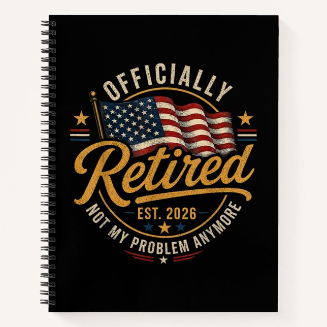 Carnet Retraite 2026 Plus Mon Problème Drapeau US (Devant)