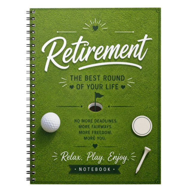 Carnet Retraite de golf avec drapeau sur le terrain de go (Devant)