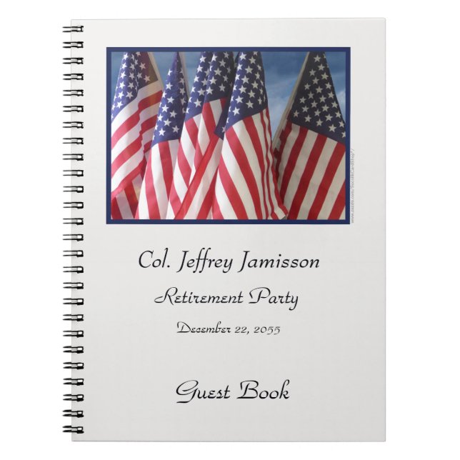 Carnet Retraite Party Guest Book, American Flags, Nom (Devant)