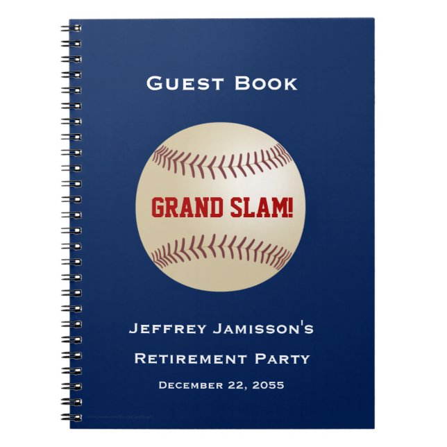Carnet Retraite Party Guest Book, Baseball, Grand Chelem (Devant)