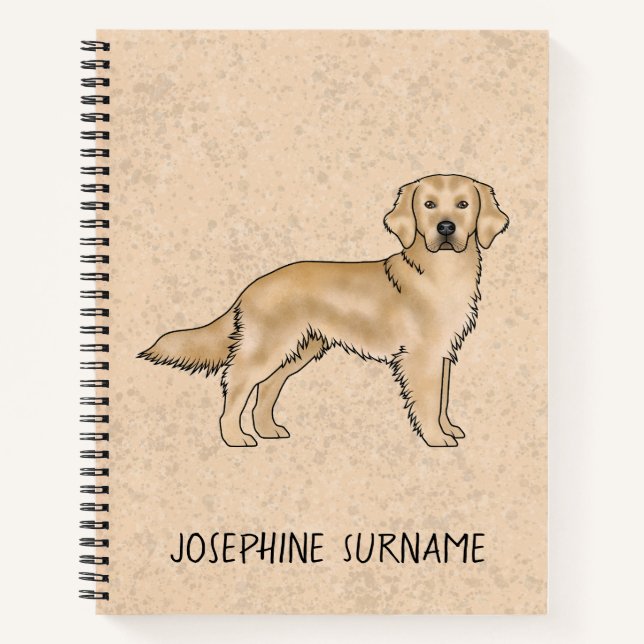 Carnet Rétreiver doré jaune Chien mignon avec texte perso (Devant)