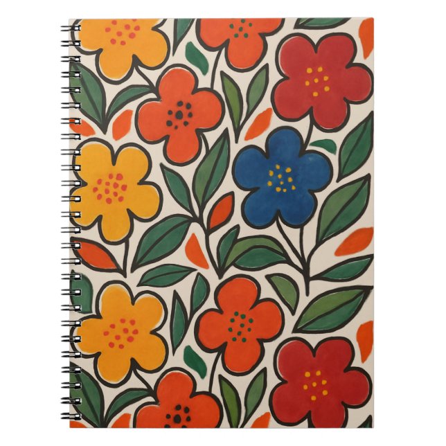 Carnet Retro 1960s Style Floral Pattern (Devant)