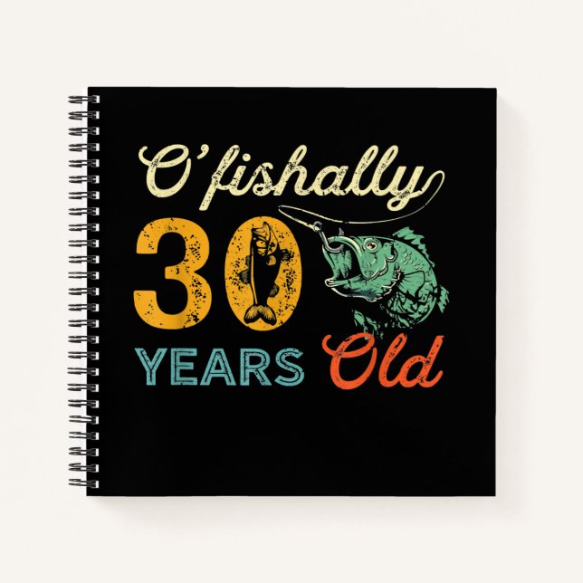 Carnet Retro 30th Birthday Fishing Gift Turning 30 Bass (Devant)