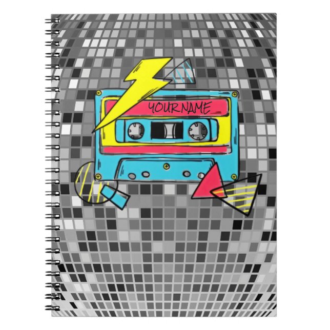 Carnet Retro 80s Neon Cassette Pop Notebook (Devant)