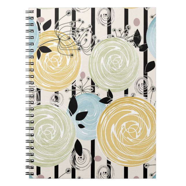 Carnet Rétro, abstract flowers (Devant)