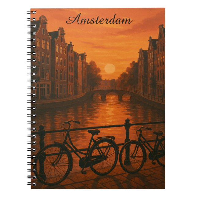 Carnet Retro Amsterdam Pays-Bas Grachten Sunset Glow (Devant)