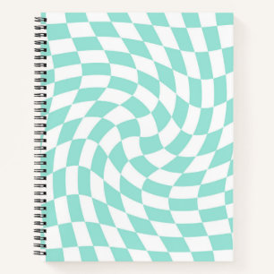 Carnet Retro Baby Blue Pastel Chèques Warped À damiers