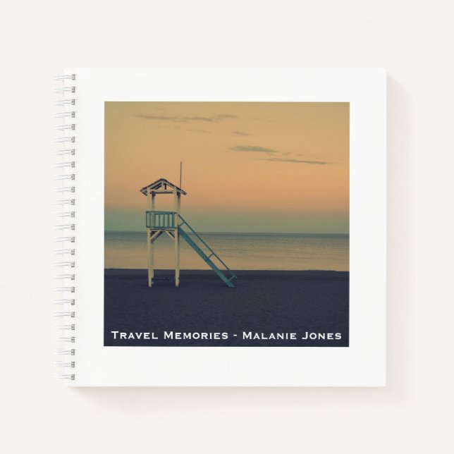 Carnet Retro Beach Tower Sunset Voyage personnalisé (Devant)