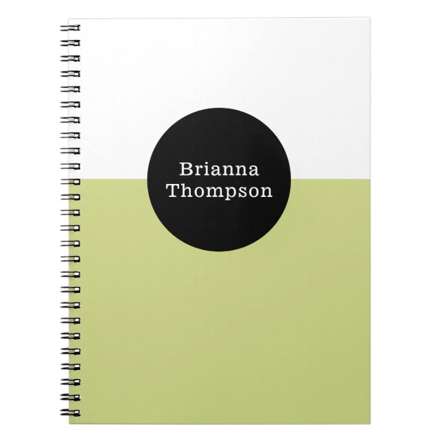 Carnet Rétro bloc de couleur deux tons vert citron (Devant)