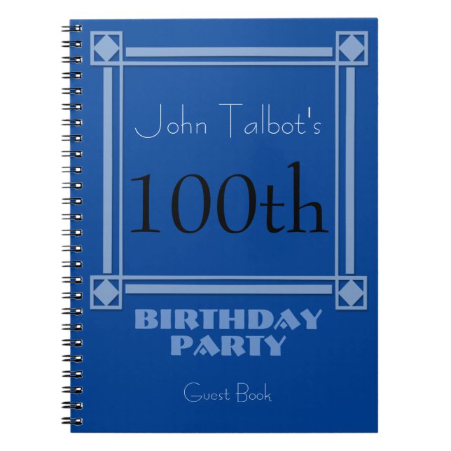 Carnet Retro Blue 100th Birthday Party Guest Book (Devant)