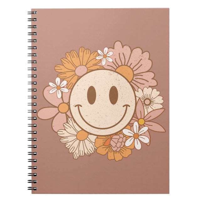 Carnet Retro Boho Happy Face, Joli Blush Floral (Devant)