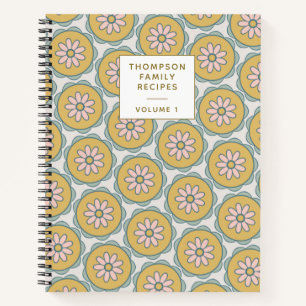 Carnet Retro Boho Mandala Floral Recette personnalisée
