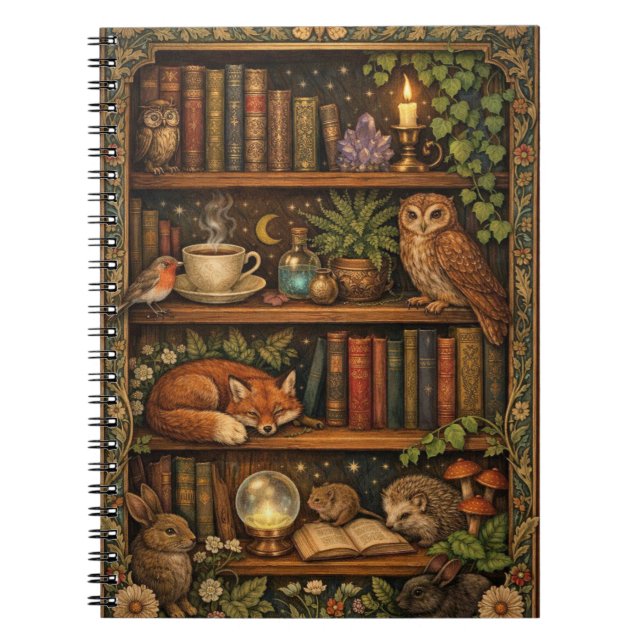 Carnet Retro book lover woodland animals (Devant)