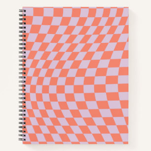 Carnet Retro Check Motif Lilac Et Orange Checkerboard
