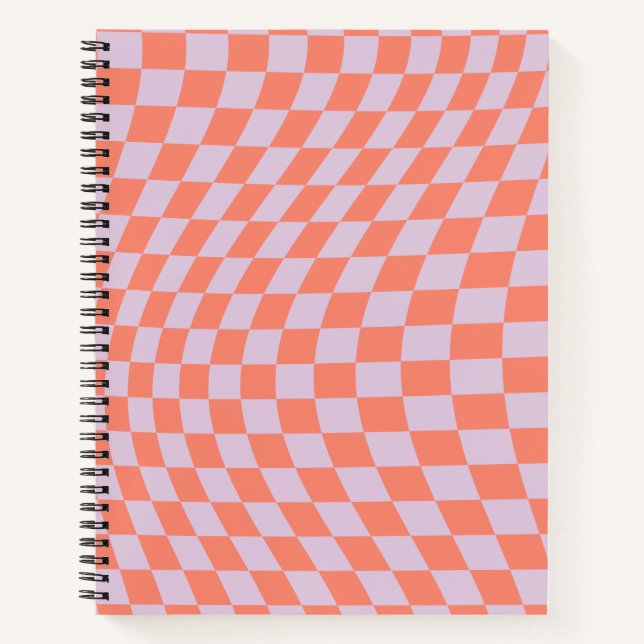 Carnet Retro Check Motif Lilac Et Orange Checkerboard (Devant)