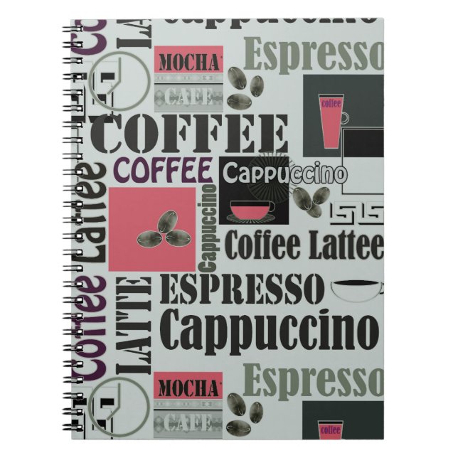 Carnet retro coffee kitchen pattern for espresso latte  (Devant)
