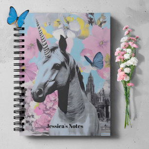 Carnet Retro Coquette Pink et Blue Unicorn Collage