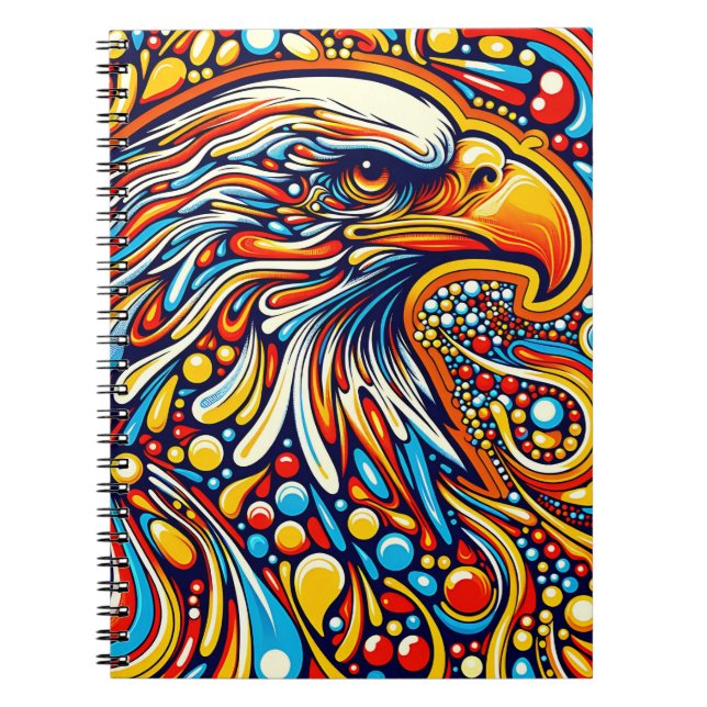 Carnet Retro Eagle Pulse – Art couleur psychédélique (Devant)