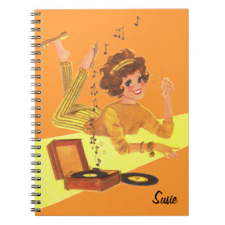 Carnet Rétro fille de musique