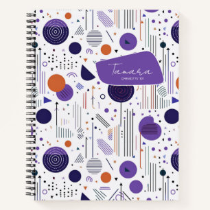 Carnet Rétro Géométrique Abstrait Pat3 violet orange ID10