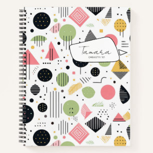 Carnet Rétro Géométrique Abstrait Pat#2 Sage Rose ID1067