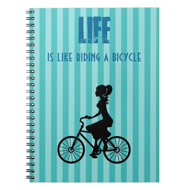 Carnet Retro Girl Cyclist - La Vie C'Est Comme Faire Un V (Devant)