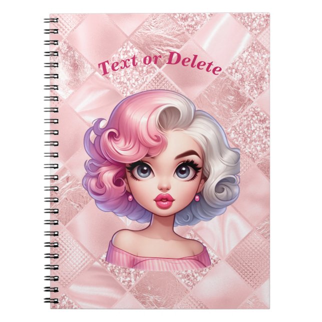 Carnet Retro Glamor Girl Animée mignonne Cartoon Beauté (Devant)