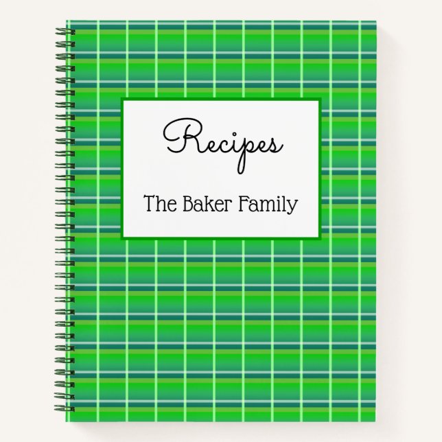 Carnet Retro Green Plaid Custom Food Recipe (Devant)