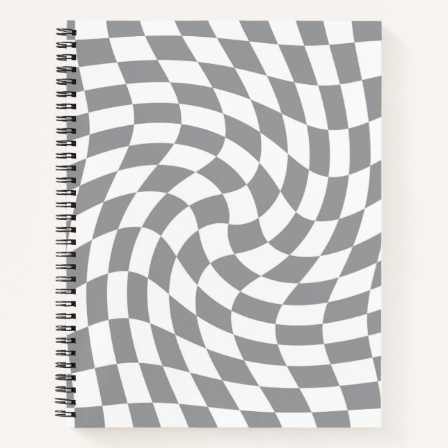 Carnet Retro Grey Blanc Pastel Chèques Varés À damiers (Devant)