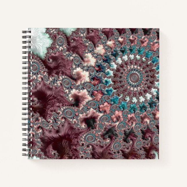 Carnet Rétro Groovy Éclectique Bohémien Spirale Fractale (Devant)