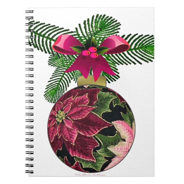 Carnet Retro les années 50 Poinsettia Ornement Bourgogne (Devant)