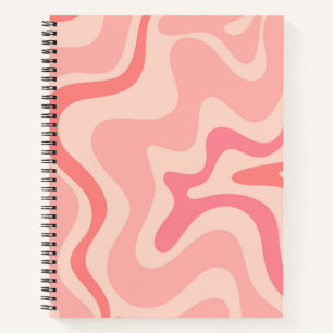 Carnet Retro Liquid Swirl Abstract Pattern in Blush Pink 