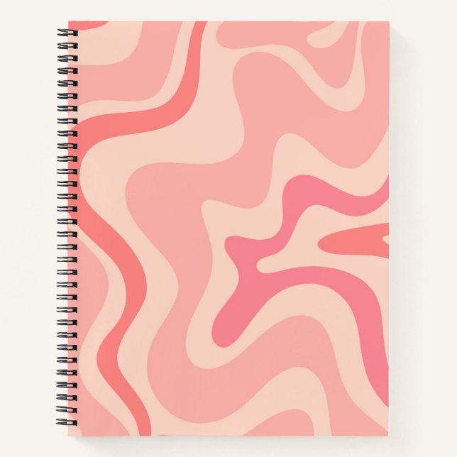 Carnet Retro Liquid Swirl Abstract Pattern in Blush Pink  (Devant)