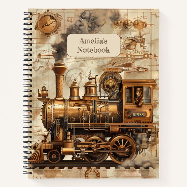 Carnet rétro Locomotive Steampunk (Devant)