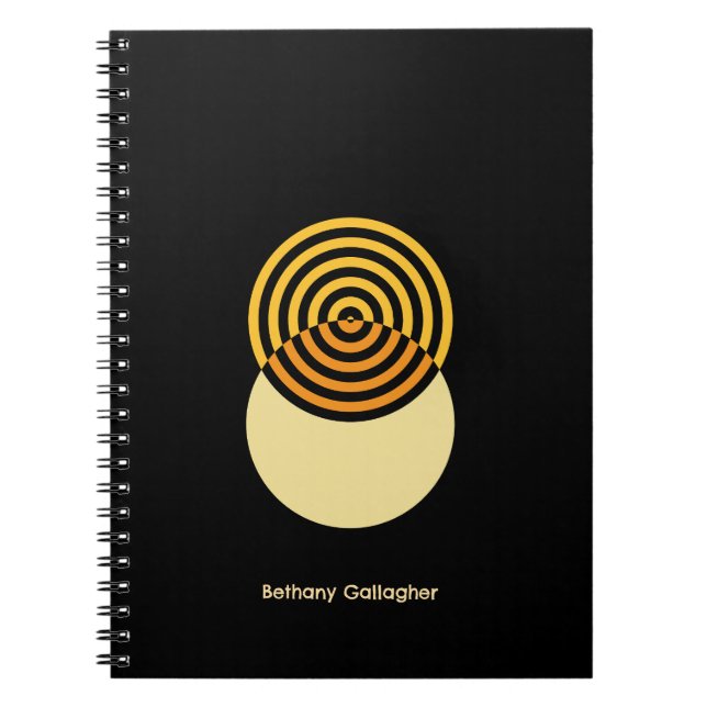 Carnet Rétro minimaliste - Cercles concentrés & Personali (Devant)