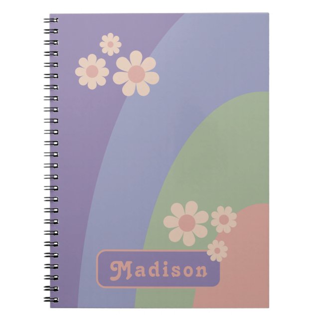 Carnet Rétro Moderne Courbe Pastel Personnalisé  (Devant)