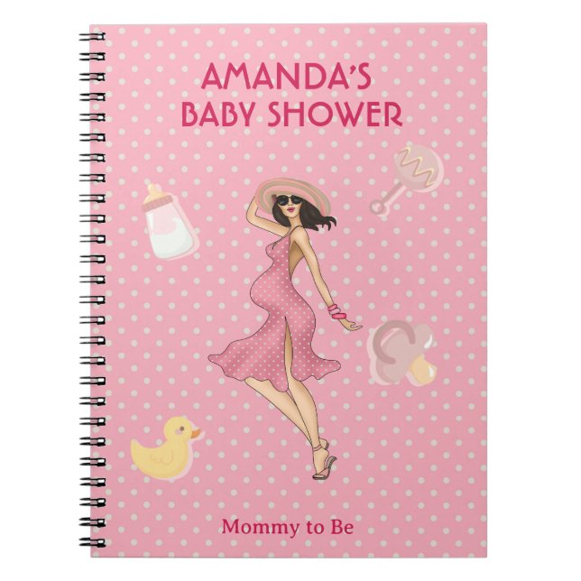 Carnet Retro Mommy Brunette 2 Baby Shower (Devant)