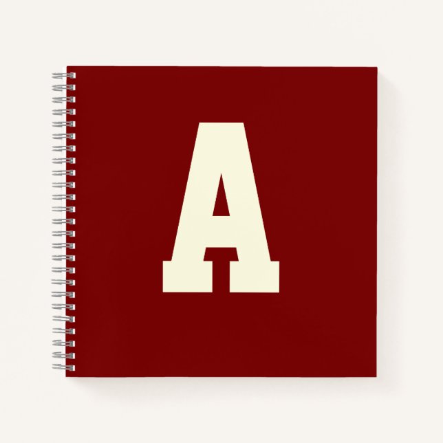 Carnet Rétro monogramme alpha bordeaux crème (Devant)