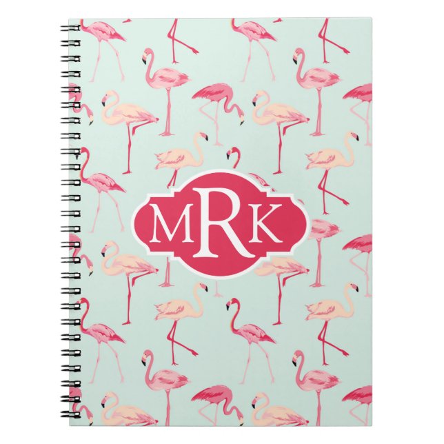 Carnet Rétro monogramme du motif | de Flamant rose (Devant)
