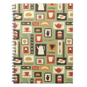 Carnet Rétro motif avec des plats de cuisine pour le